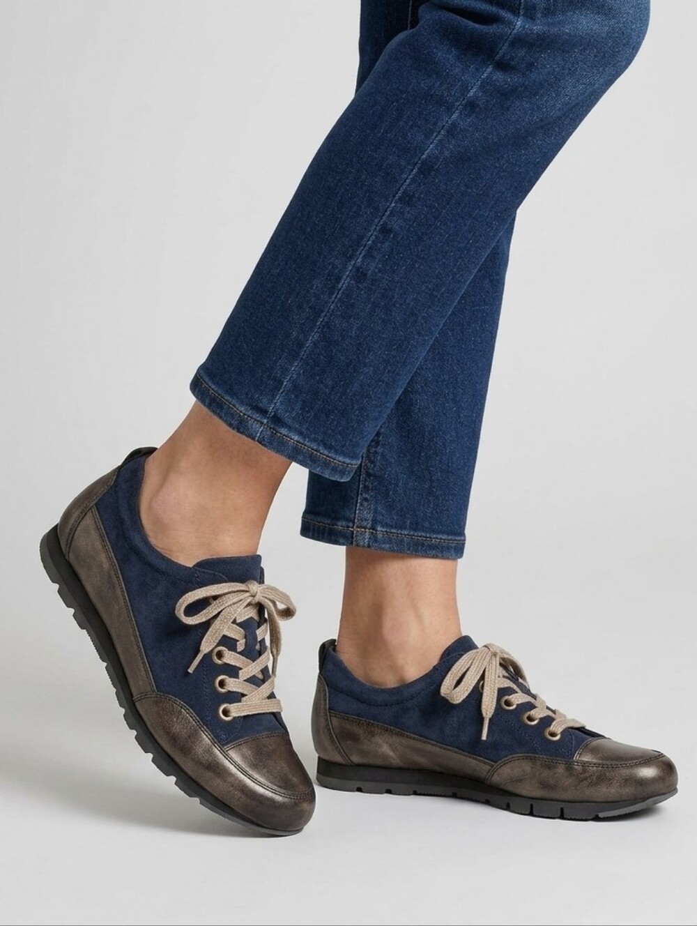 Paul Green Blue Suede Tilly Cap Toe Sneakers UK 6 US 8.5